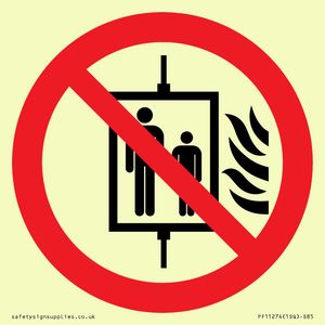 P020 Prohibition: Do not use lift in the event of fire